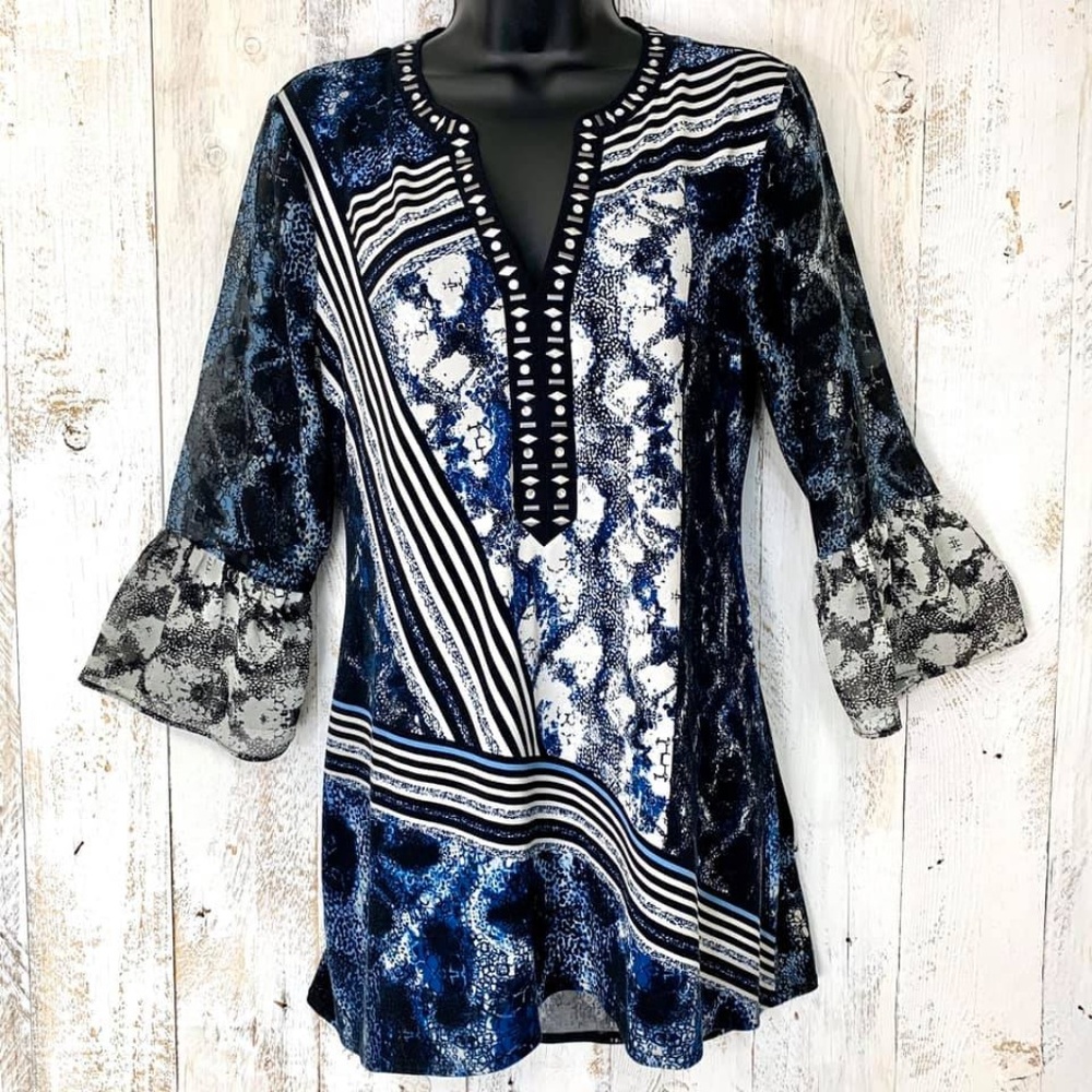 Valerie Stevens Boho Small Rhinestone Embel Tunic